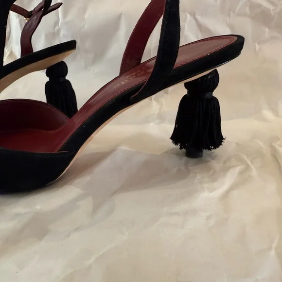Kate Spade Voila Tassle Black Suede Women's Heels - Picture 10 of 11
